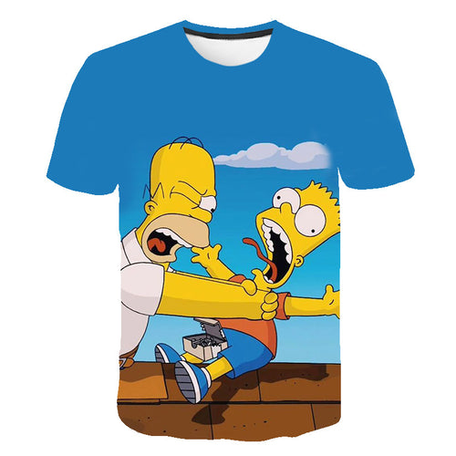 New Simpson Snoopy and other animation printing T-shirts with round collar and short sleeves in summe