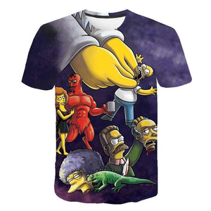 New Simpson Snoopy and other animation printing T-shirts with round collar and short sleeves in summe