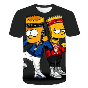 New Simpson Snoopy and other animation printing T-shirts with round collar and short sleeves in summe