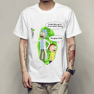 Men's T-shirt crewneck loose rick and morty printed  T shirt 2019 new casual mens tshirt tops free shiping