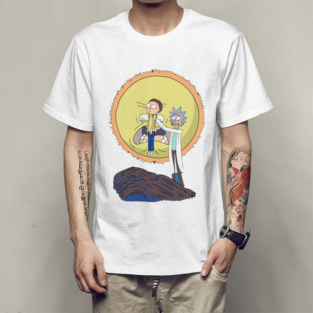 Men's T-shirt crewneck loose rick and morty printed  T shirt 2019 new casual mens tshirt tops free shiping